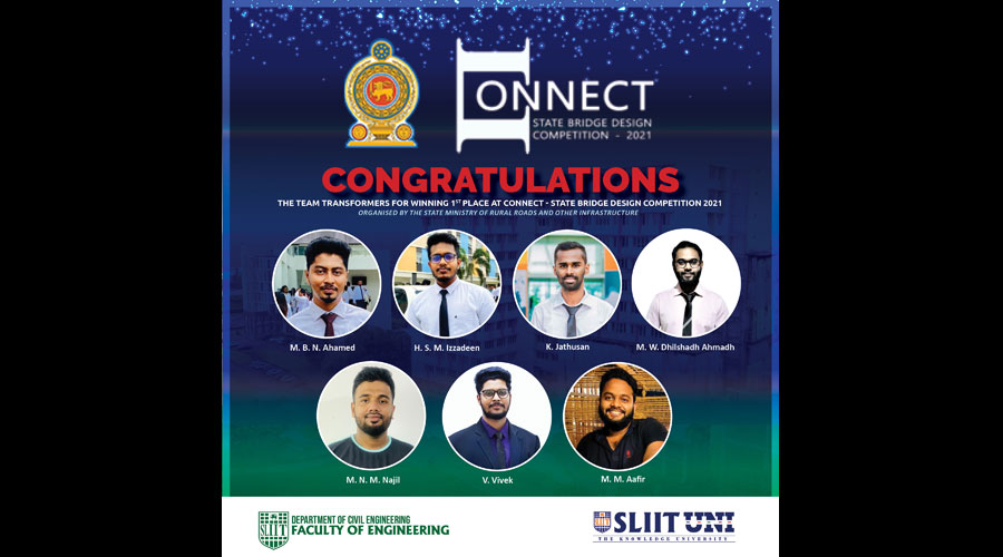 SLIIT Students shine winning University Category for CONNECT State Bridge Design Competition 2021