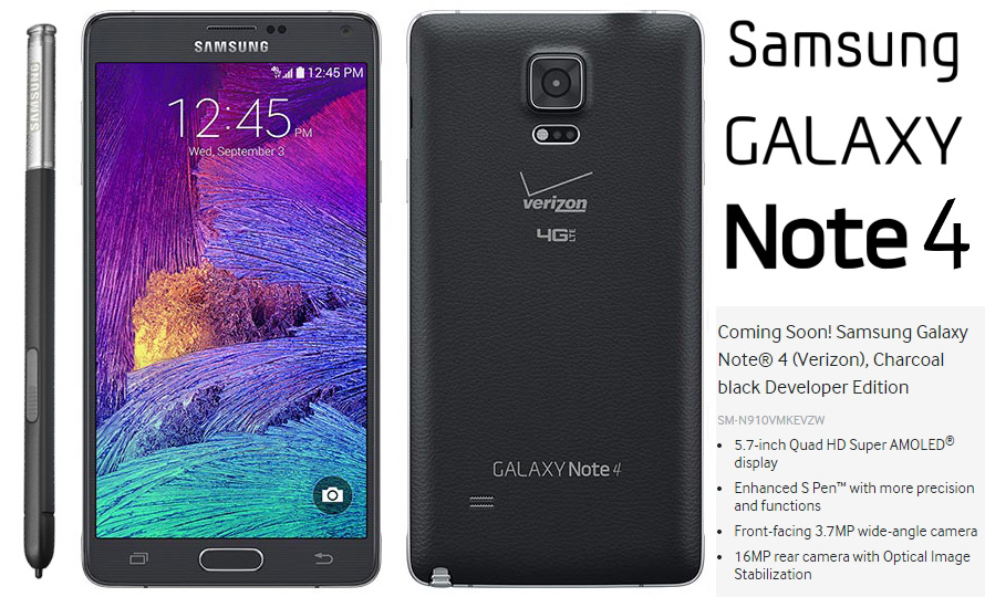 Samsung Galaxy Note 4 Developer Edition Verizon