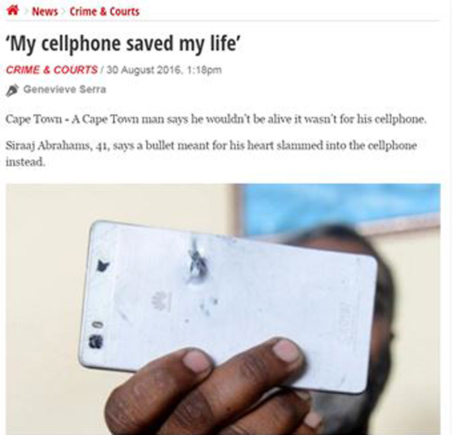 Huawei P8 Lite Saves a Mans Life from a Bullet
