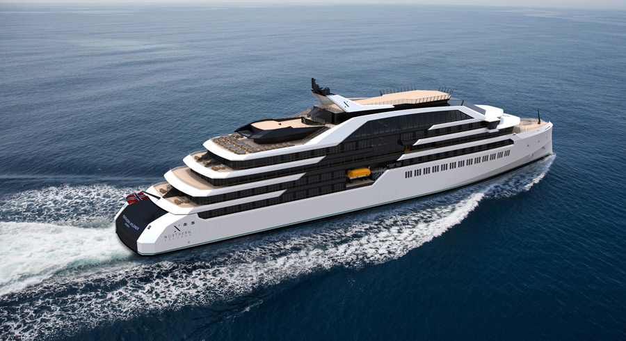 Design rendering of Northern Xplorer s zero emission cruise ship