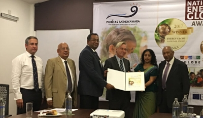Puritas Sath Diyawara of Hayleys Group, wins National Energy Globe Award Sri Lanka 2017