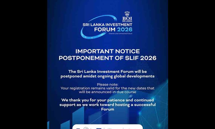 Postponement of Sri Lanka Investment Forum 2026