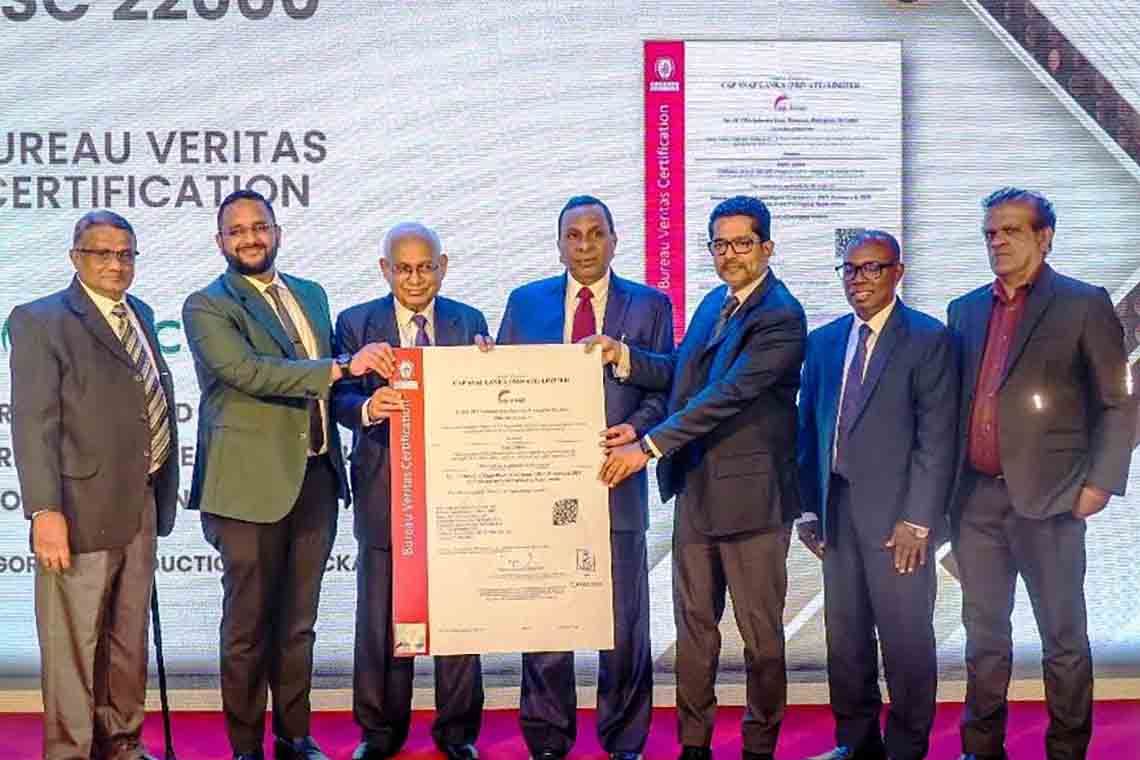 Cap Snap Lanka receives six international certifications including ISO FSSC