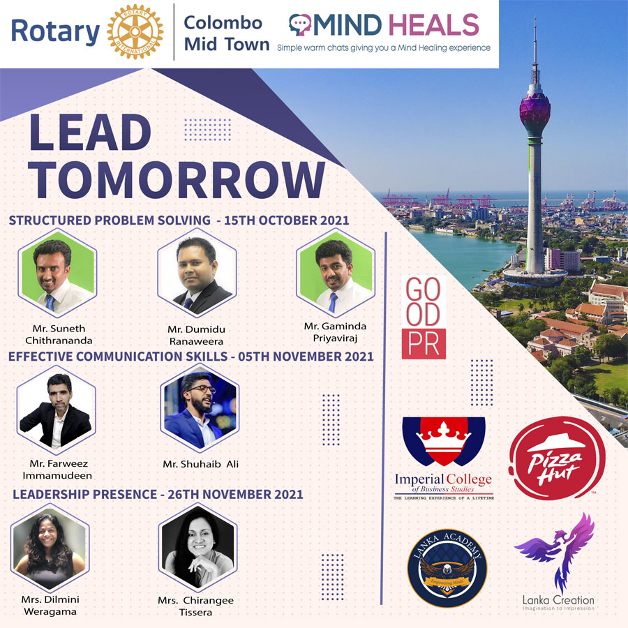 Rotary Club of Colombo Mid Town and Mind Heals partner to launch Lead Tomorrow youth webinar series to raise funds for Blind Walk