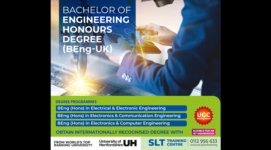 SLT MOBITEL education arm the SLT Training Centre offers world class BEng Hons Degree by the University of Hertfordshire UK to pursue dreams