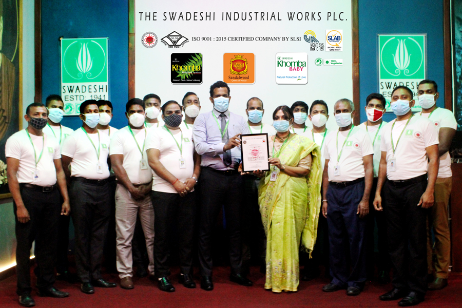 businesscafe Swadeshi becomes the first personal care and soap manufacturing company in Sri Lanka to earn Covid 19 Safety Management System Certification