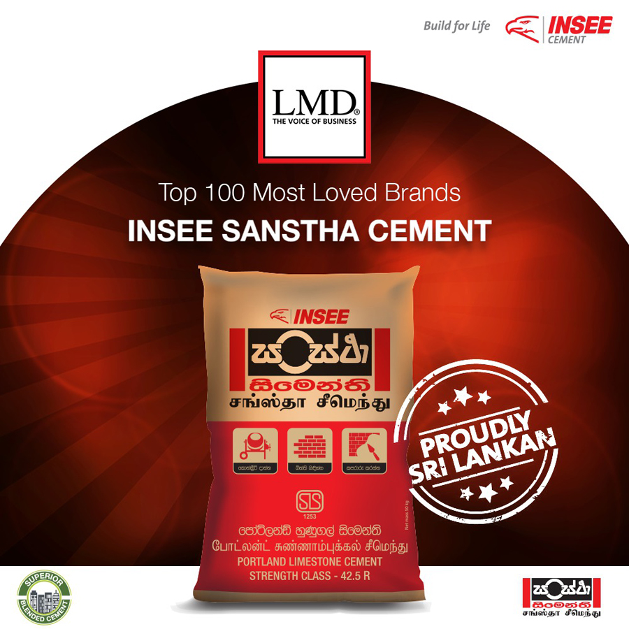 Insee Cement Among Top 100 Most Loved Brands in Sri Lanka