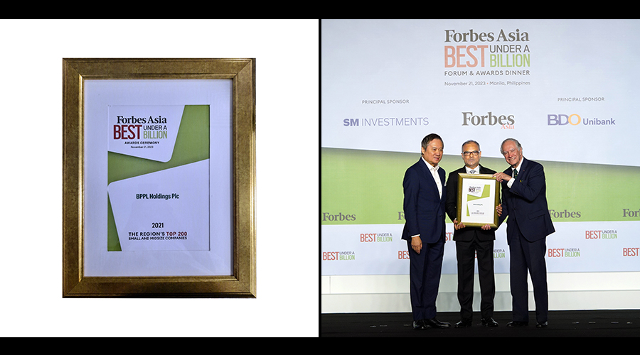 BPPL Holdings PLC Honored with Forbes Asia s Best Under a Billion Award