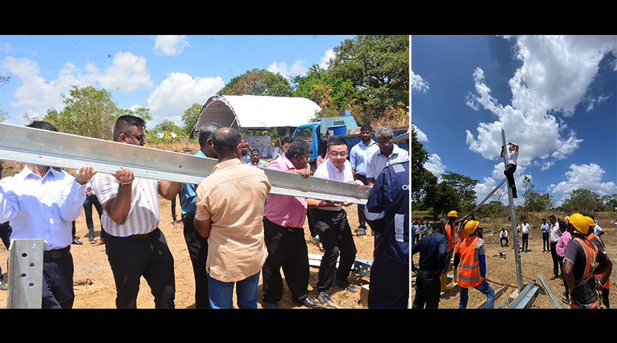 Ceylon Energy marking the first tower erection under the SESRIP P4 electricity supply enhancement project