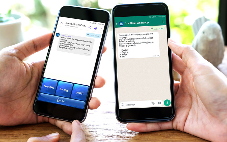ComBank now offers WhatsApp and Viber Banking services in Sinhala Tamil and English