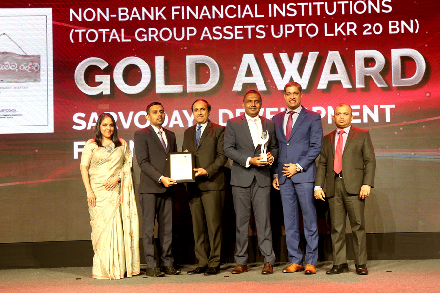 Sarvodaya Development Finance PLC Wins Gold Award for Transparency Accountability Governance and Sustainability TAGS Reporting