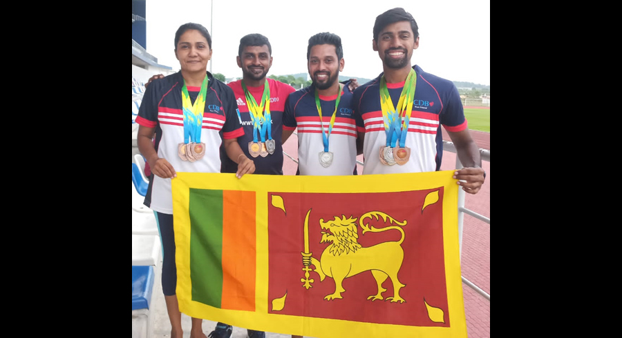 Nadee Perera of CDB captain of Sri Lanka women s team leads Sri Lanka to new heights empowering the winning spirit at the Singapore International Master Athletics Championship 2023