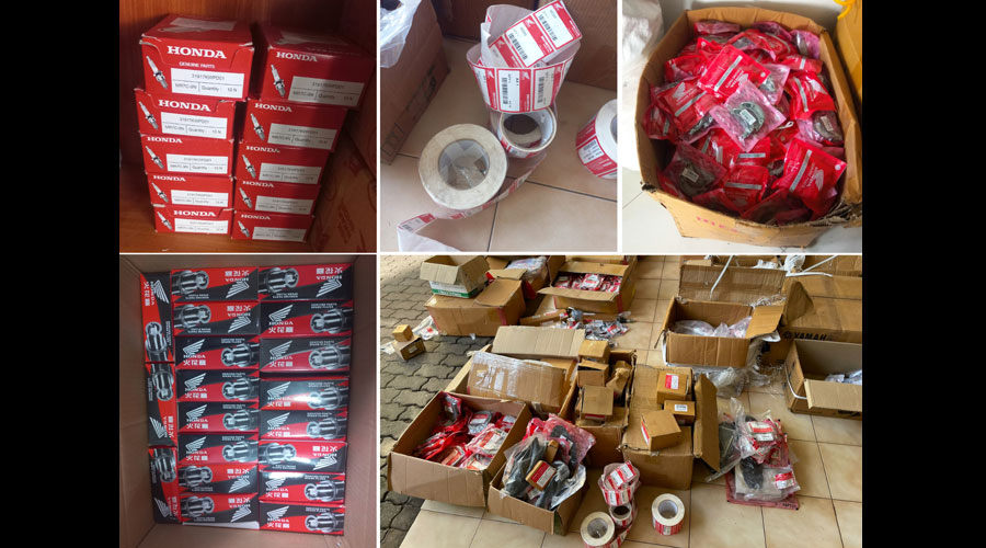 Counterfeit Parts of Honda brand were seized by CCD infringers arrested