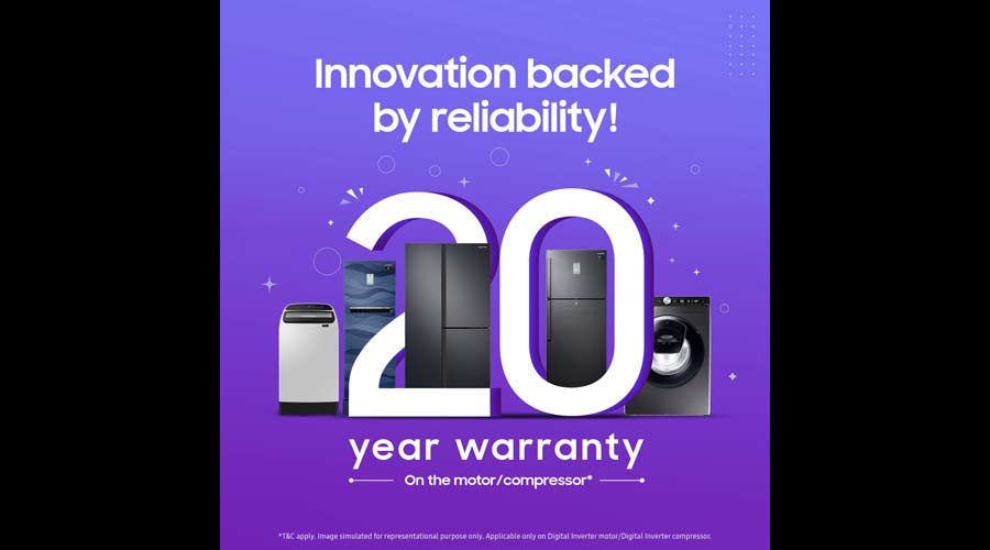 Samsung Offers 20 Year Warranty on its Digital Inverter Motor for Washing Machines Digital Inverter Compressor for Refrigerators for the First Time Stands for Sustainability Through Durability