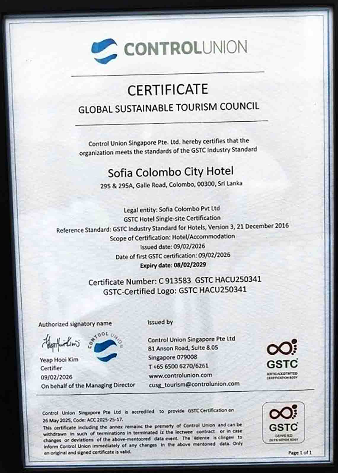 Global Sustainable Tourism Council Certification