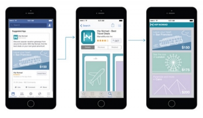 Facebook links install ads with specific in-app purchase pages