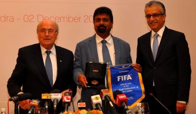 FIFA Head Blatter in Sri Lanka accompanied by  star studded delegation from FIFA &amp; AFC