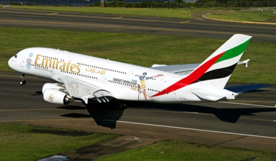 Emirates spreads the love of cricket around the world with specially-dressed A380 aircraft